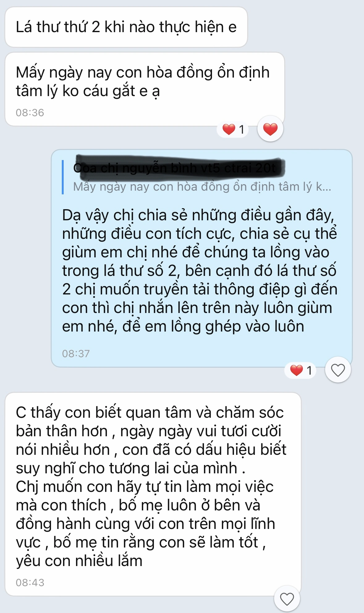 Phản hồi mới của phụ huynh về chuyển biến tích cực của con